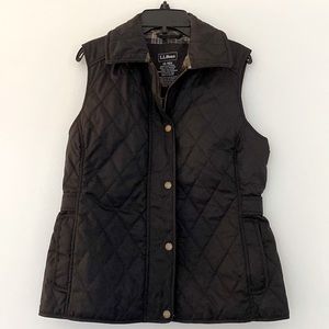 Black LL Bean Quilted Vest - Size XS